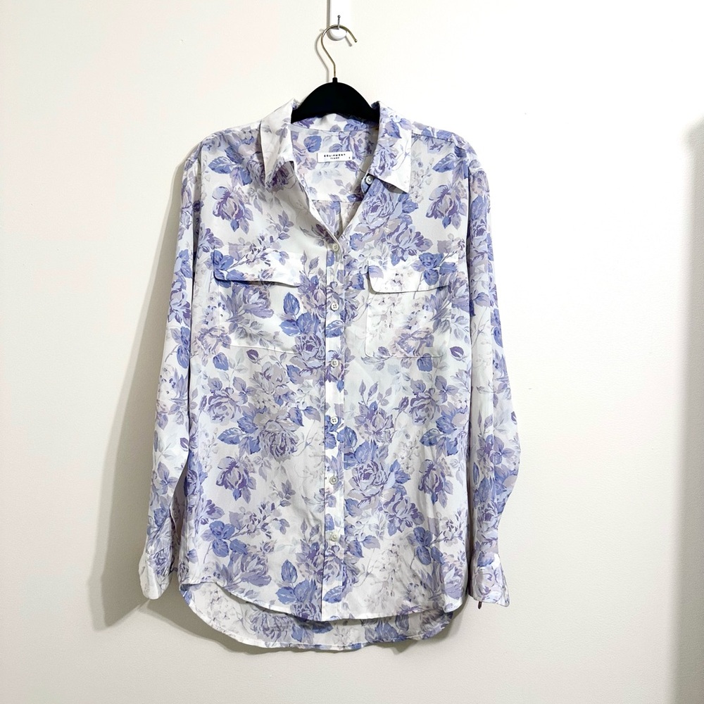 Equipment Femme SILK Cabbage Rose Floral Blouse, Cosmic Sky Multi